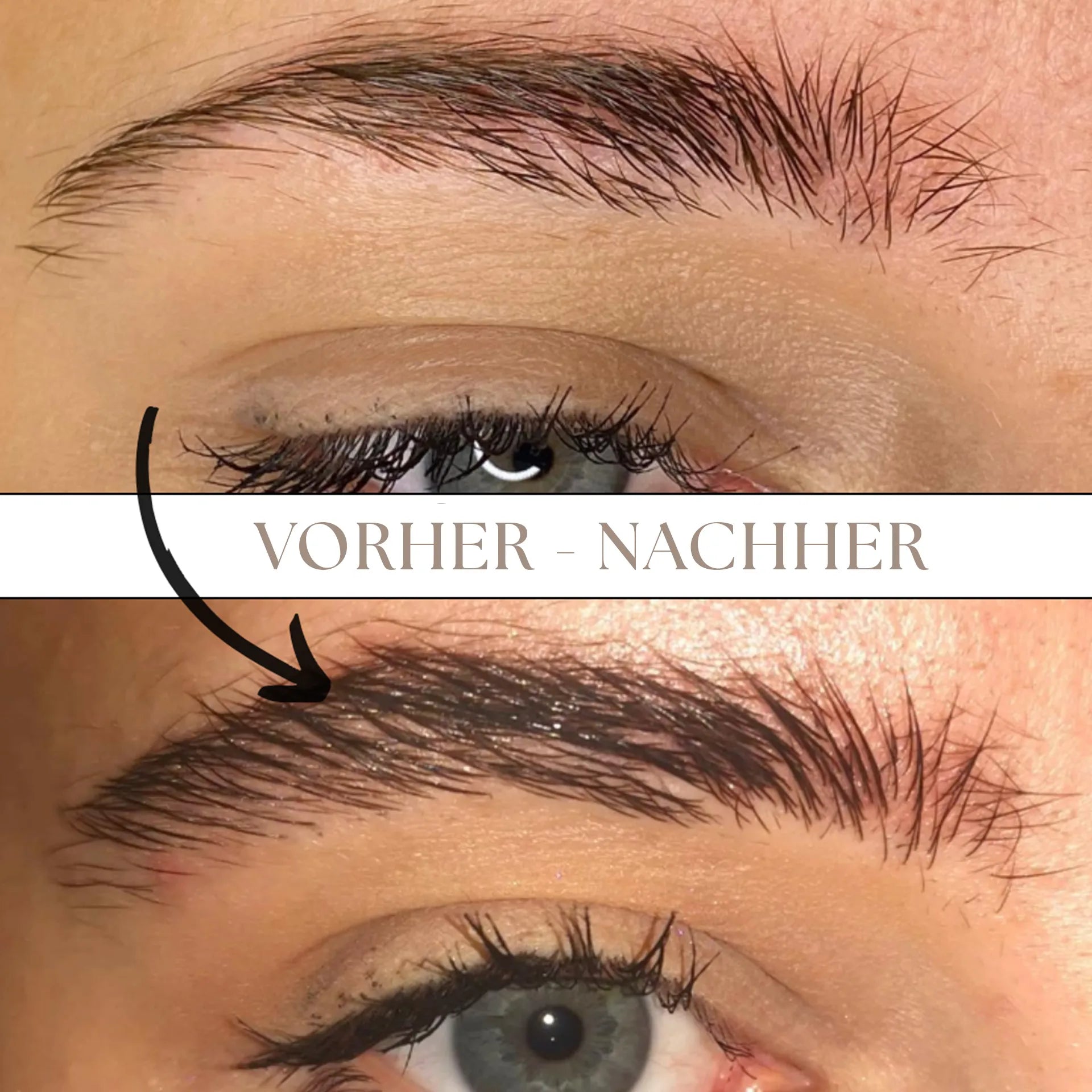 Brow Roller Anwendung auf Augenbraue Nahaufnahme