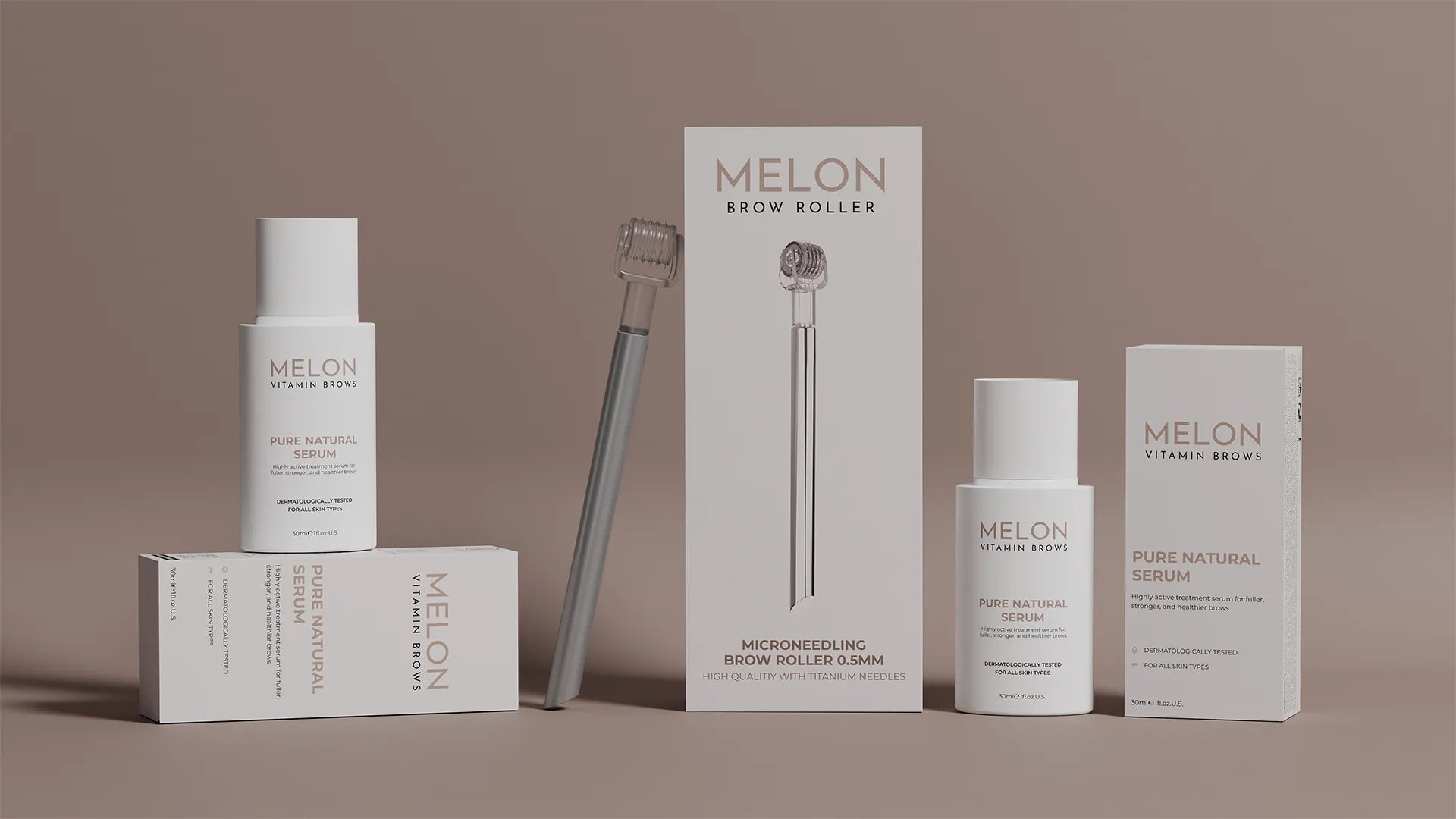 MELON Brow Roller Griff und Nadelkopf Seitenansicht
