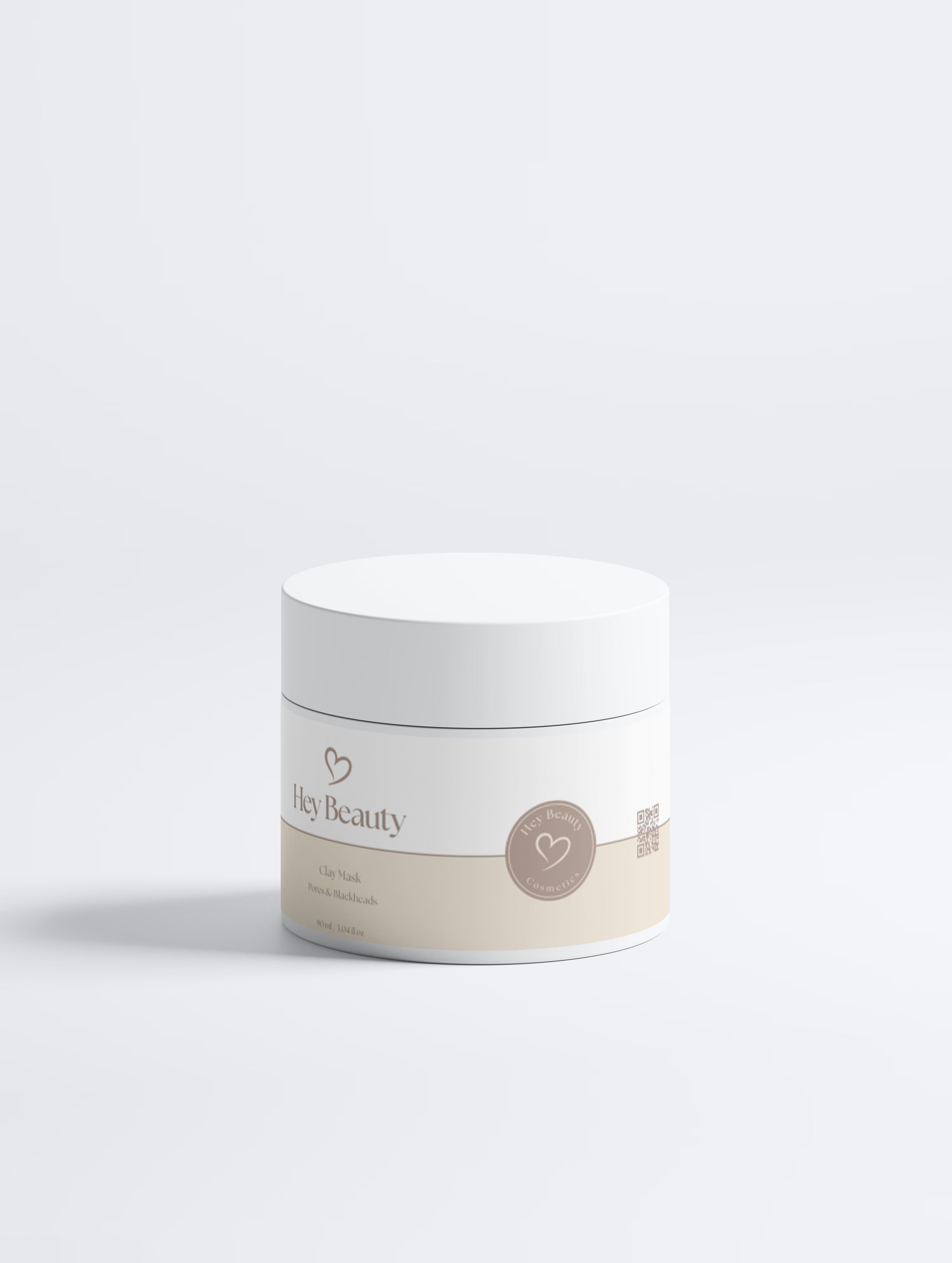 Tonerde-Maske von Hey Beauty, Tiegel mit Logo in der Seitenansicht