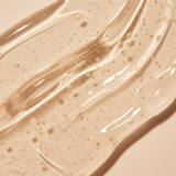 vitamin c skincare texture, translucent gel cosmetic macro, minimal aesthetic, light beige background,  no text
